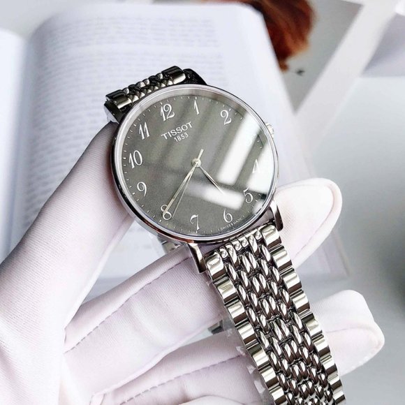 Tissot Silver Watch with Black Dial - Picture 1 of 5